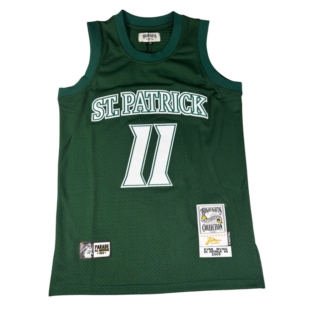 Kyrie Irving St Patrick High School Jersey Headgear Classics Green Mesh Mens XS